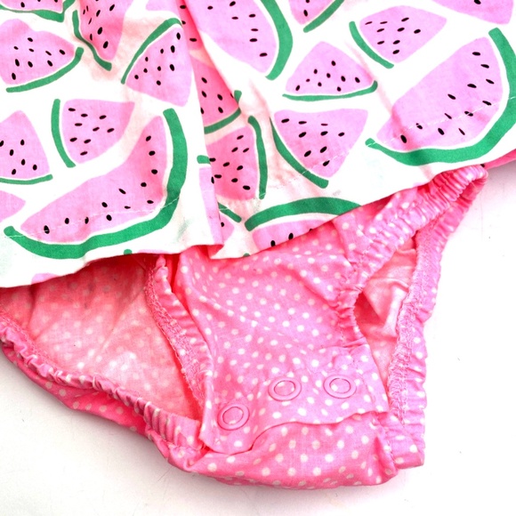 Baby Dress Girls Size 9m Watermelon Snap Buttons Pink Children Kids Summer - Picture 3 of 8